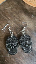 Sugar Skull Earrings – Handcrafted Laser-Engraved Statement Jewelry