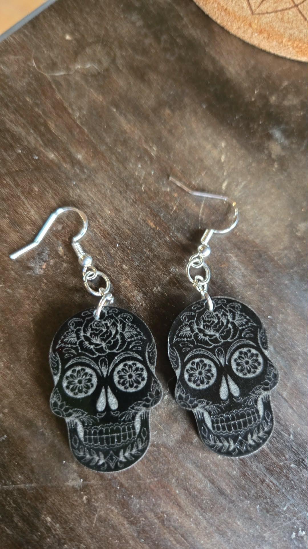 Sugar Skull Earrings – Handcrafted Laser-Engraved Statement Jewelry