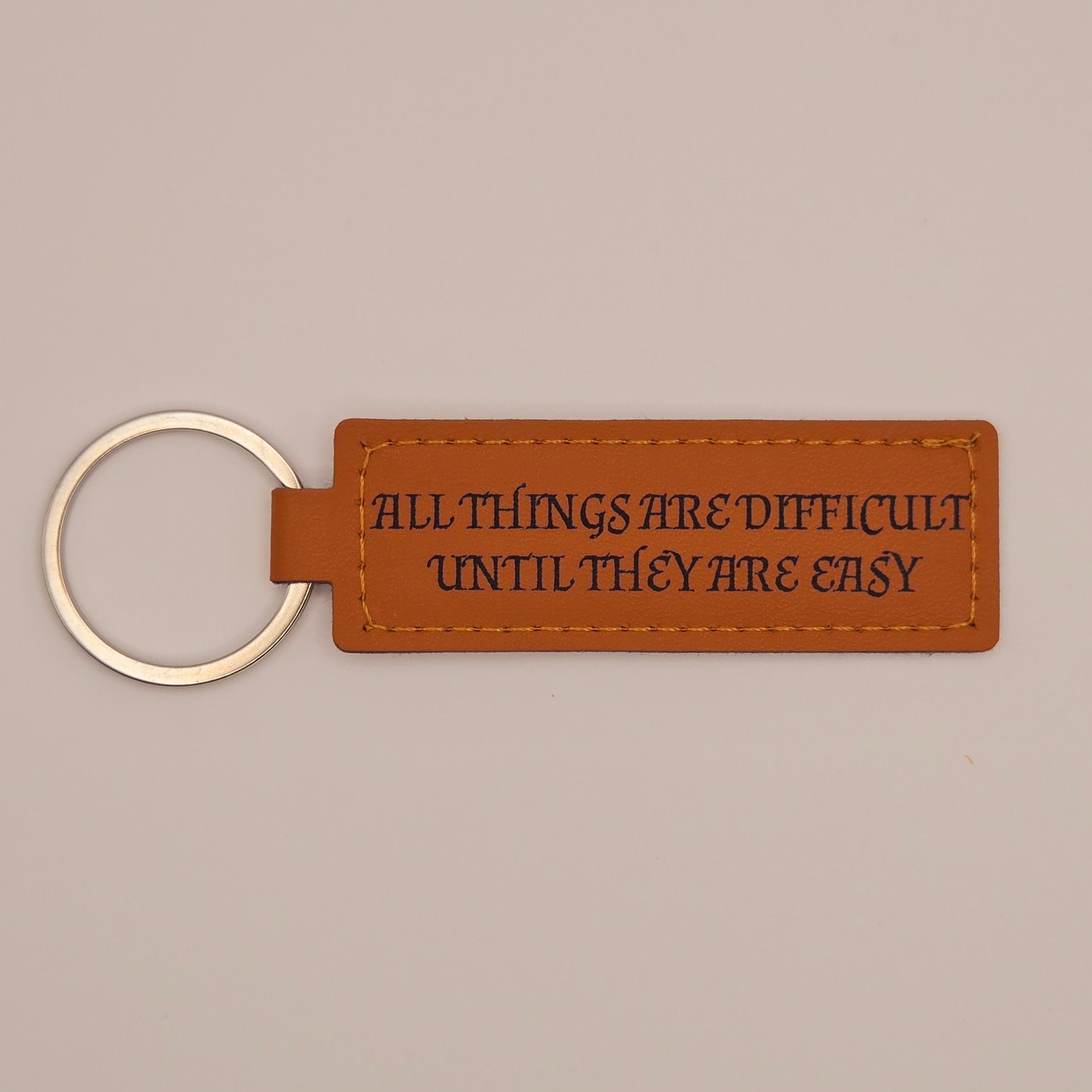 Large Personalized Laser Engraved Leather Keychain — Custom Name or Initial