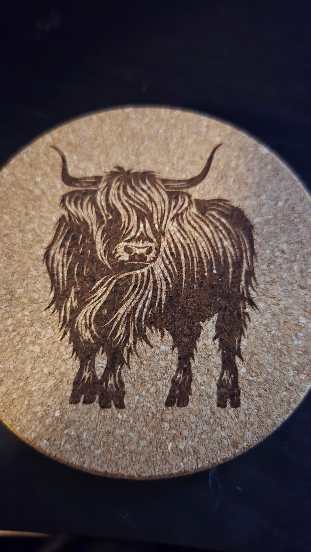 Set of 4 Highland Cow Laser Engraved Coasters — Personalized Farmhouse Home Decor Gift
