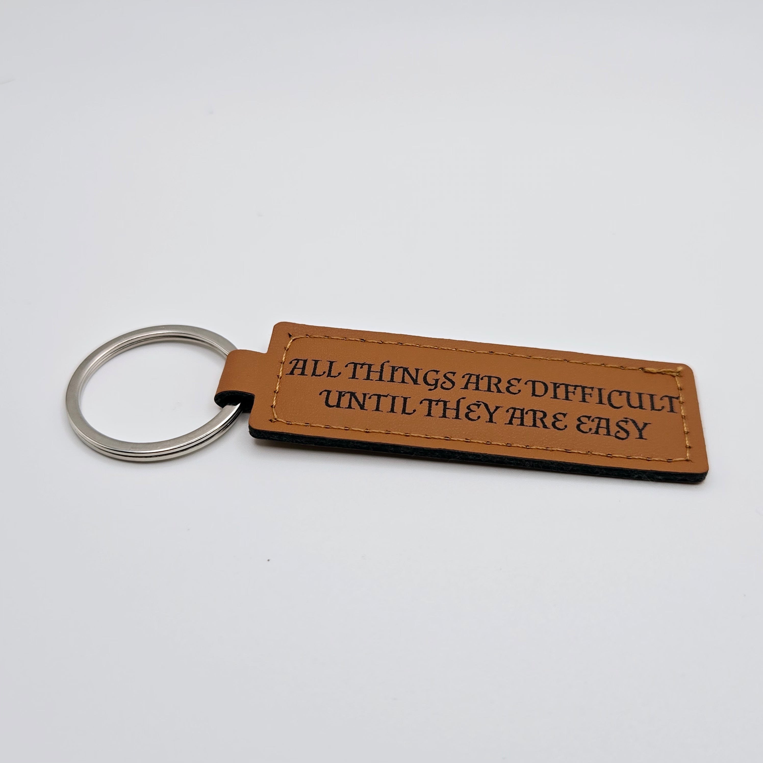 Large Personalized Laser Engraved Leather Keychain — Custom Name or Initial
