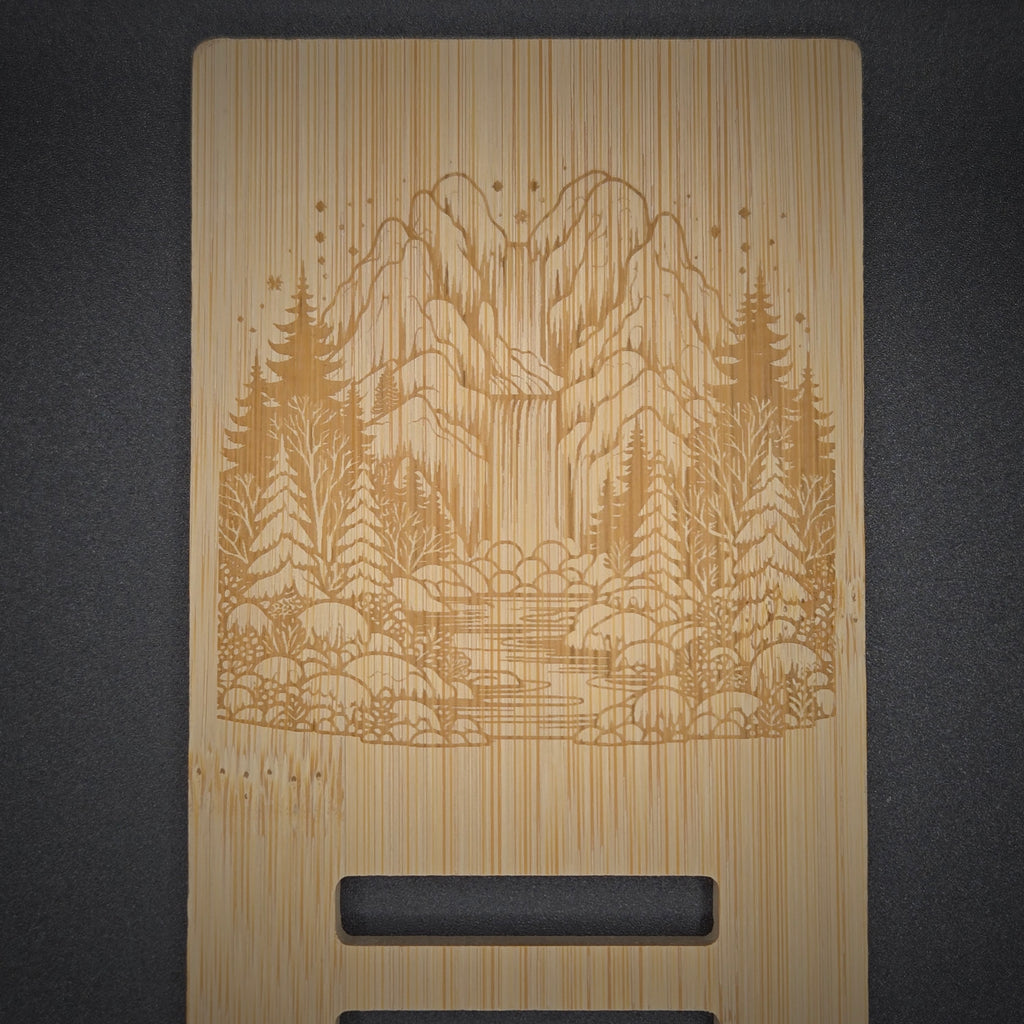 Custom Laser Engraved Bamboo Phone Stand — Personalized Desk Accessory