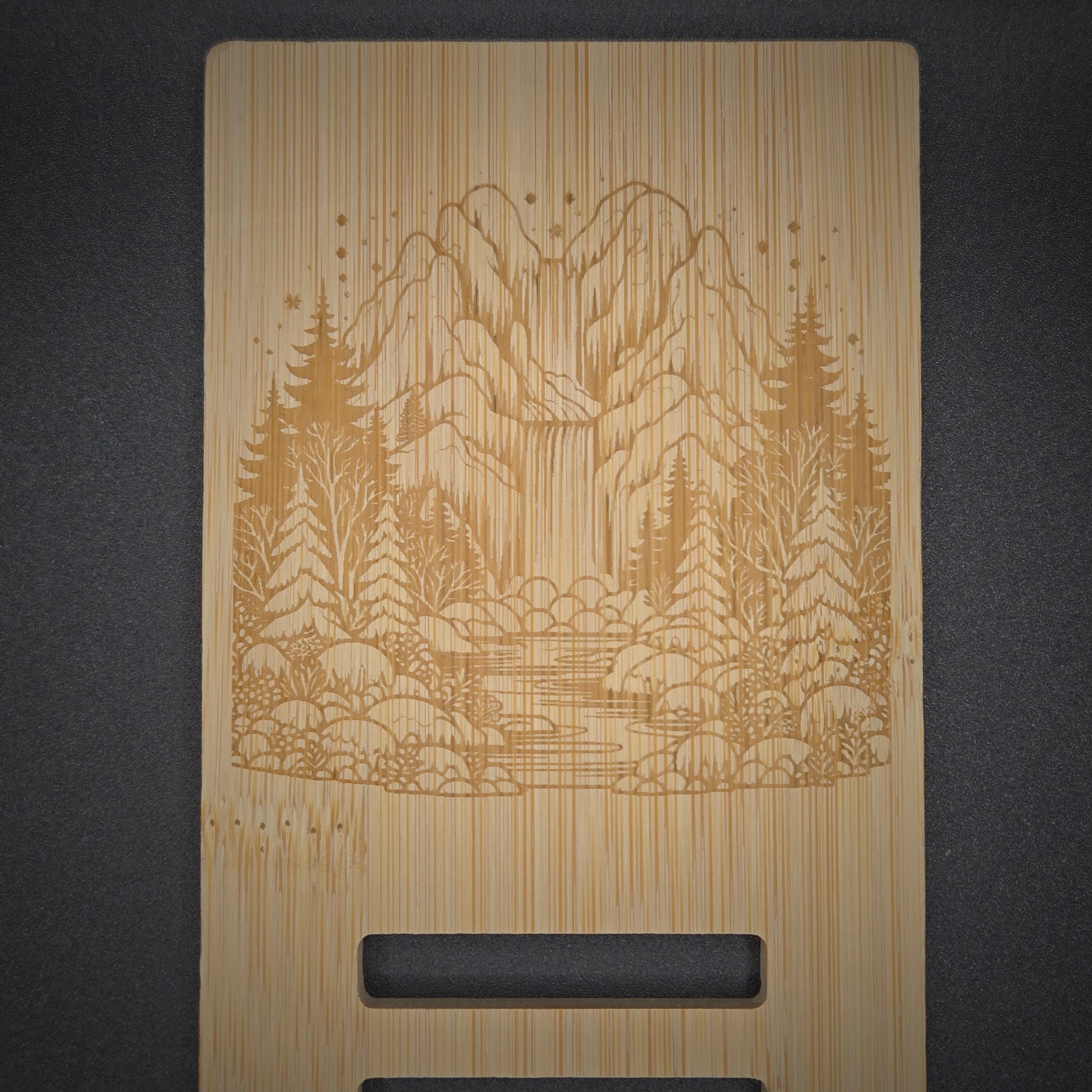 Custom Laser Engraved Bamboo Phone Stand — Personalized Desk Accessory