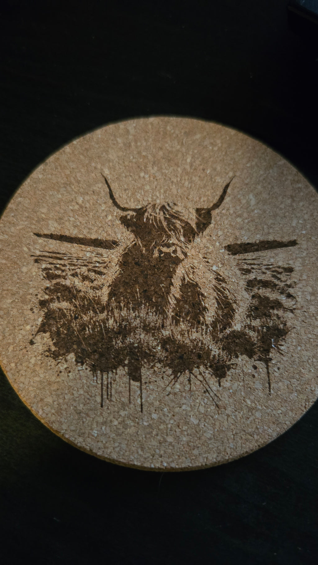 Set of 4 Highland Cow Laser Engraved Coasters — Personalized Farmhouse Home Decor Gift