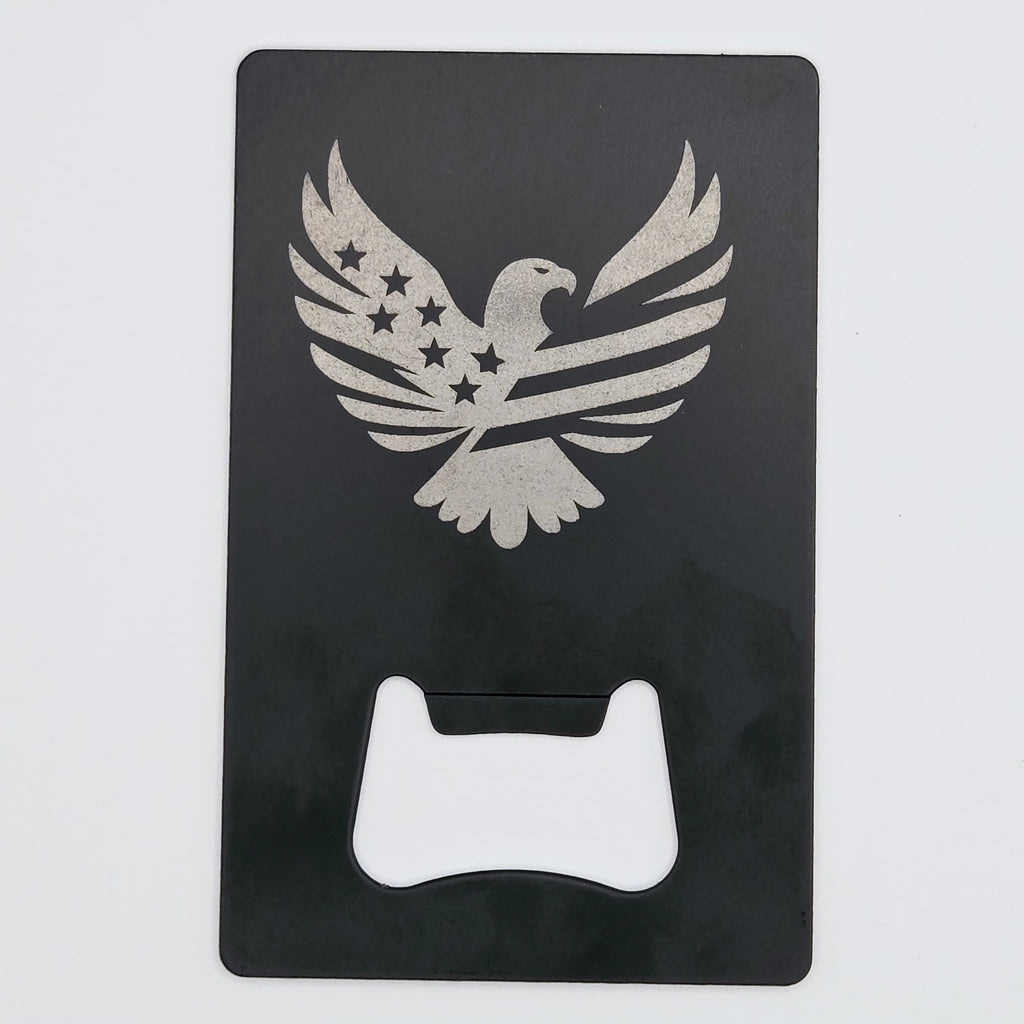 Patriotic Laser Engraved Credit Card Bottle Opener — Custom USA Gift for Men