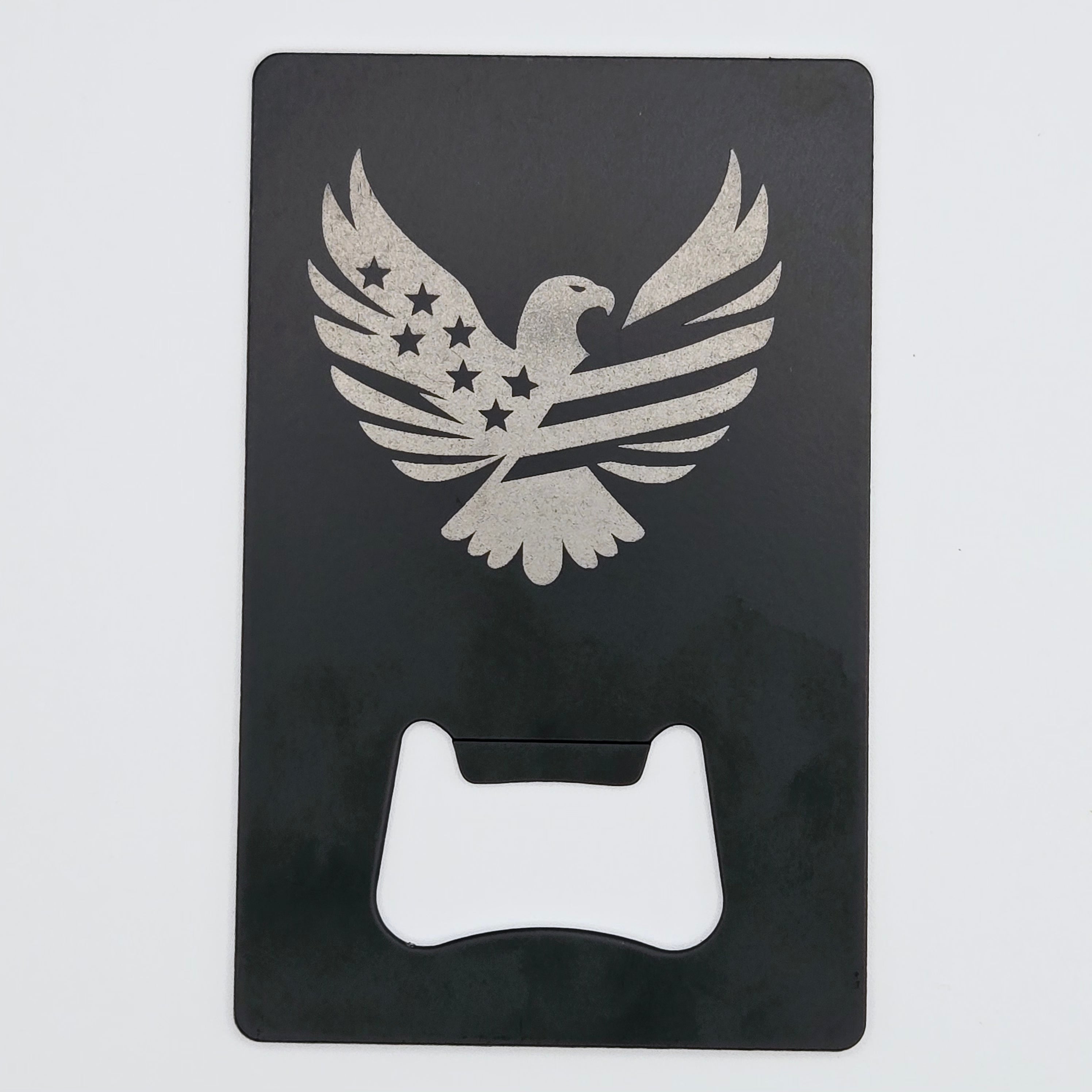 Patriotic Laser Engraved Credit Card Bottle Opener — Custom USA Gift for Men