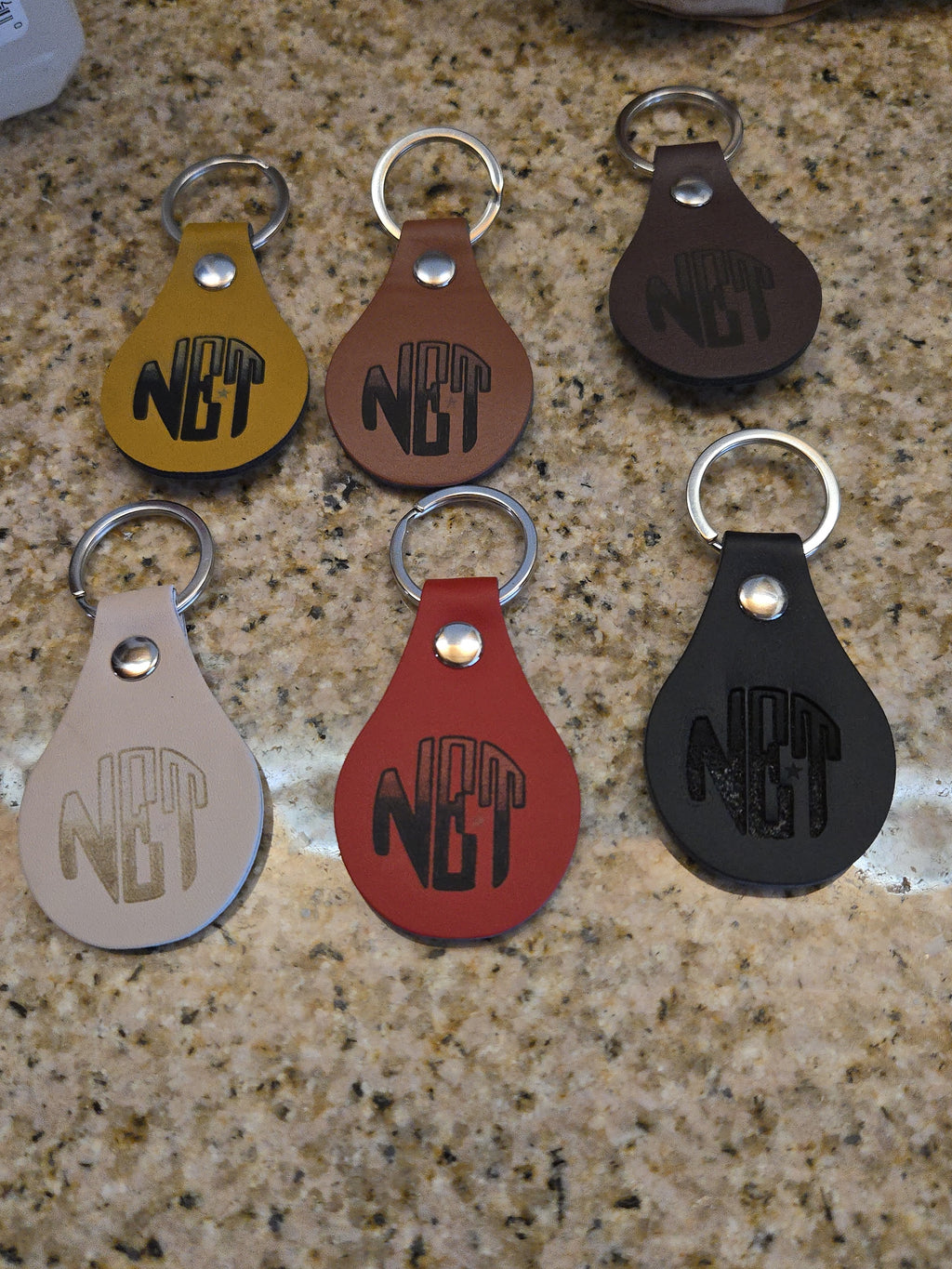 Personalized Round Laser Engraved Leather Keychain — Custom Name or Initial